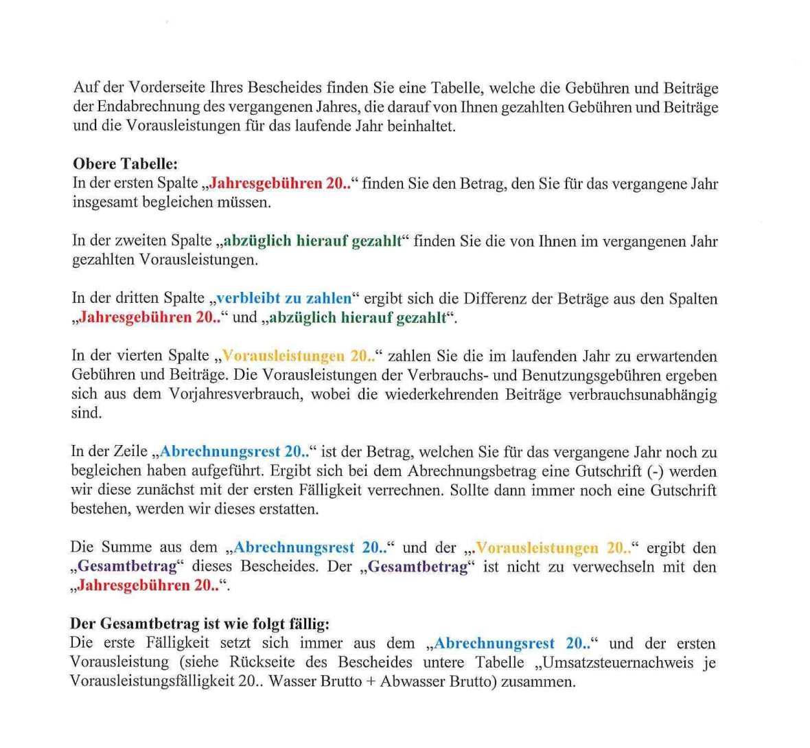 Bild Erläuterungen zum Bescheid