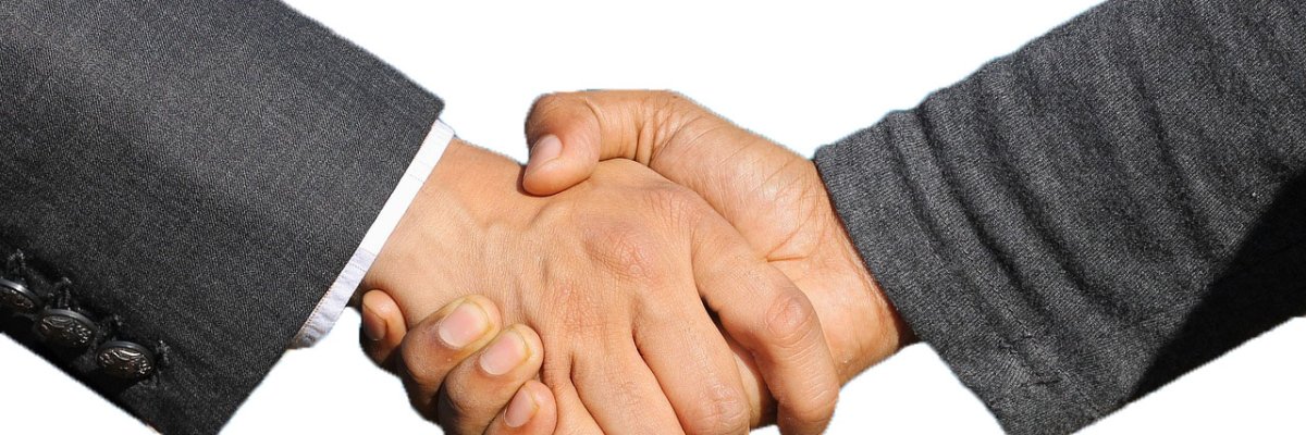 Auf dem Bild werden zwei Hände geschüttelt. Auf dem Bild werden zwei Hände geschüttelt.