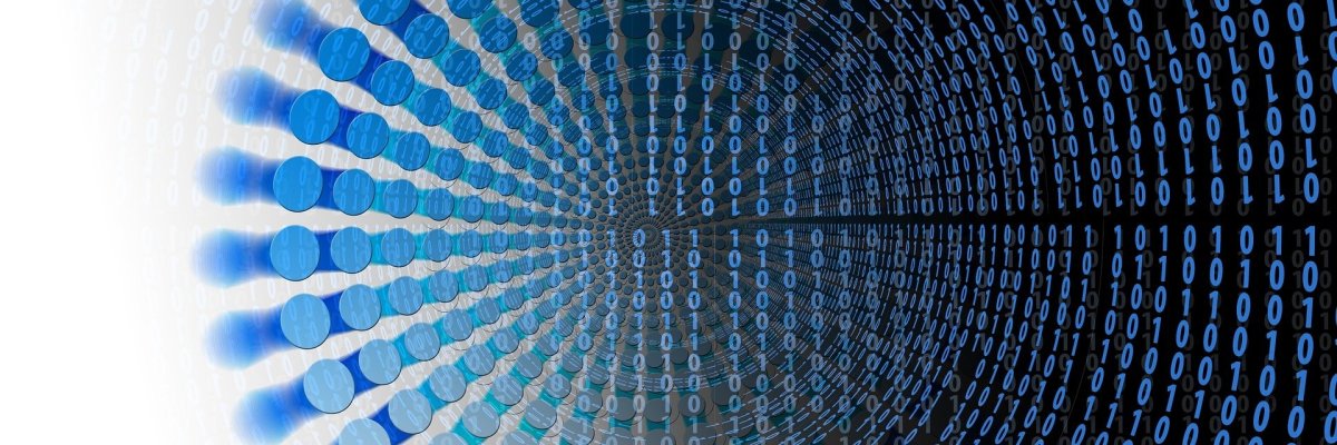 Ein blauer Kreis der mit 1 und 0 gefüllt ist